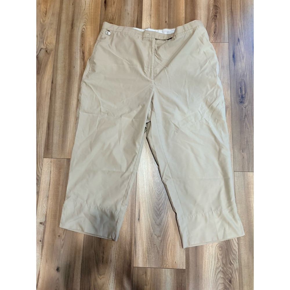 LizGolf Liz Claiborne Anissa Cropped Pants Tan Khaki Beige Fits Women's 14/16